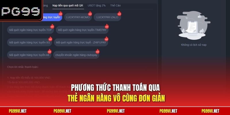 Phương thức thanh toán qua thẻ ngân hàng vô cùng đơn giản